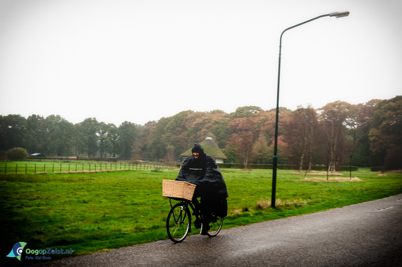 Fietser trotseert herfst regen in Den Dolder