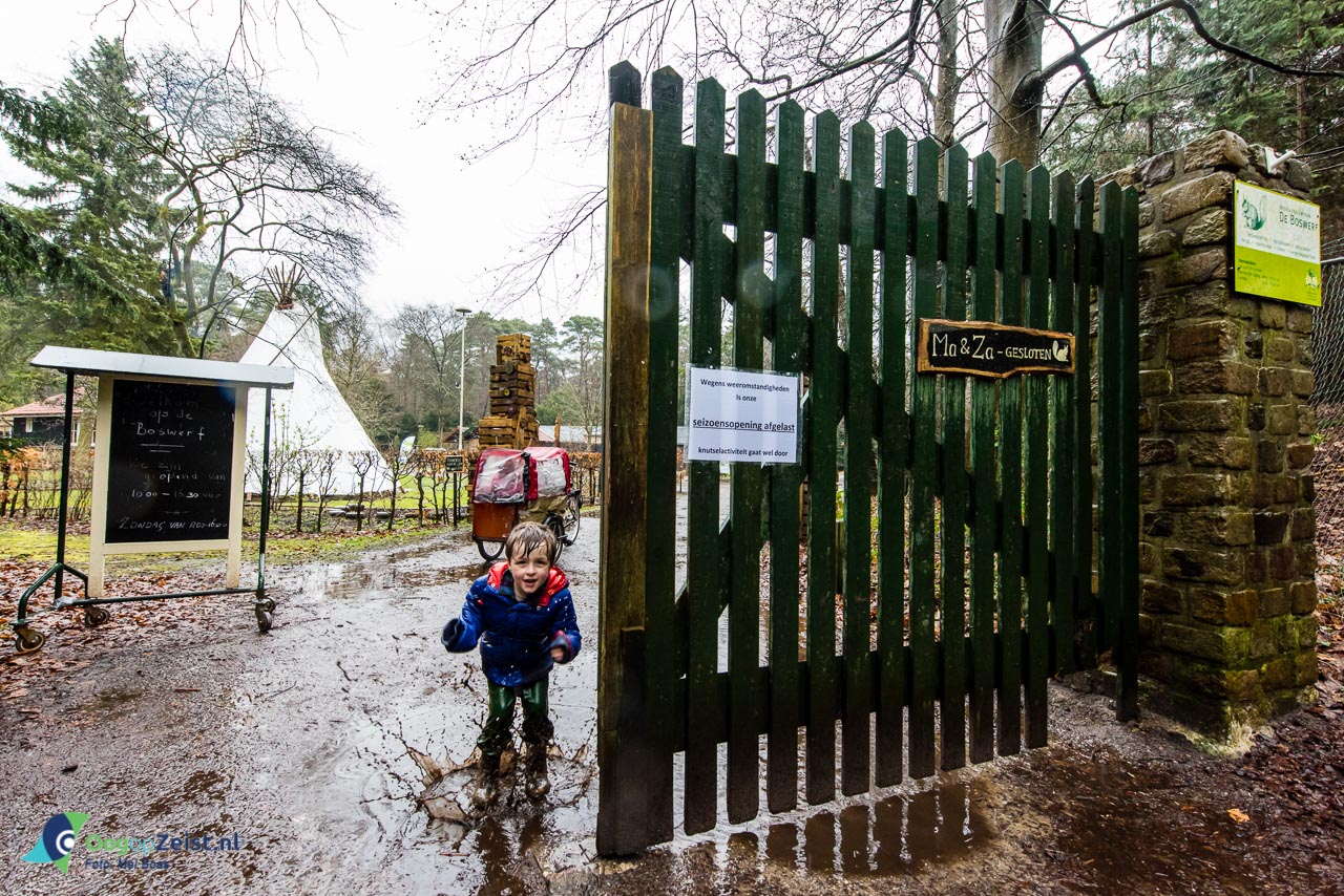 De seizoensopening op de boswerf is afgelast door de weersomstandigheden